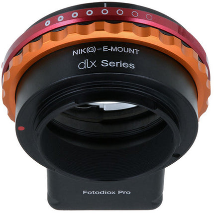 Adaptador FotodioX DLX Nikon F G-Type a cámara Sony E Montura con Control de Apertura
