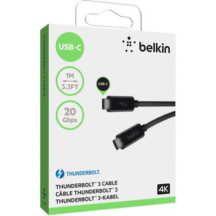 Belkin Thunderbolt 3 Cable USB Tipo C 3 pies Transferencia 20 Gbps 4K