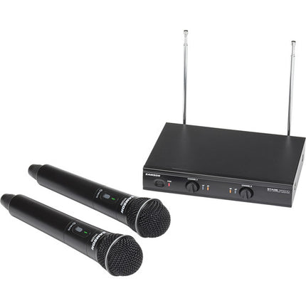 Samson Stage 200 Sistema inalámbrico VHF dual canal con receptor SR200 y 200 pies alcance