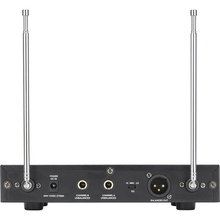 Samson Stage 200 Sistema inalámbrico VHF dual canal con receptor SR200 y 200 pies alcance