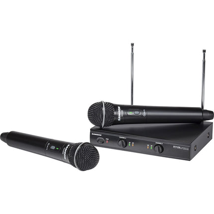 Samson Stage 200 Sistema inalámbrico VHF dual canal con receptor SR200 y 200 pies alcance