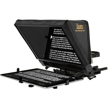 ikan Elite Pro Universal teleprompter para tablet grande con control remoto vidrio 70/30 y soporte para cámaras grandes