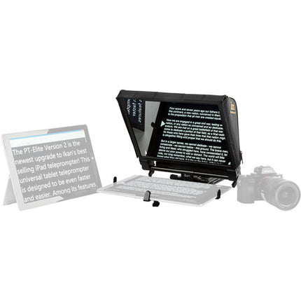 ikan Elite Pro Universal teleprompter para tablet grande con control remoto vidrio 70/30 y soporte para cámaras grandes