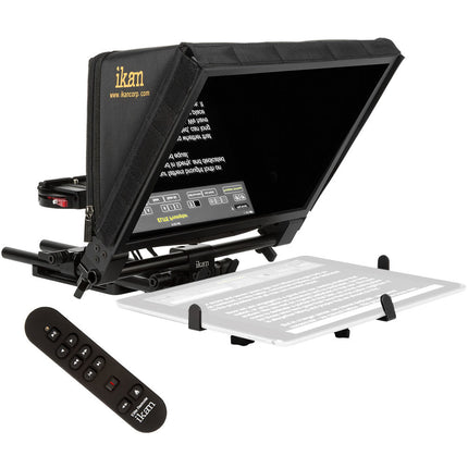 ikan Elite Pro Universal teleprompter para tablet grande con control remoto vidrio 70/30 y soporte para cámaras grandes
