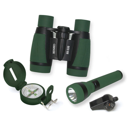 Carson HU-401 AdventurePak Binoculares 5x30 Linterna Brújula Termómetro Silbato