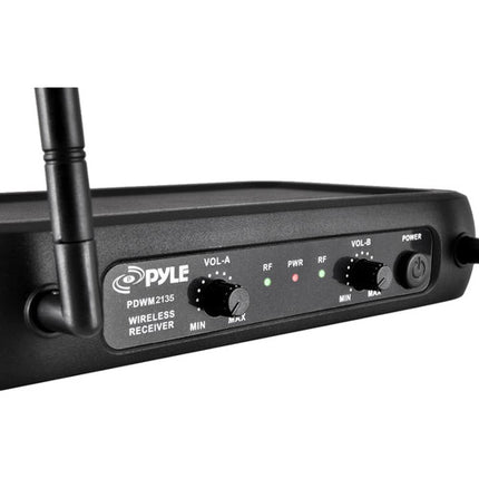 Pyle Pro PDWM2135 Sistema Micrófono Inalámbrico VHF 2 Mics 165 pies alcance