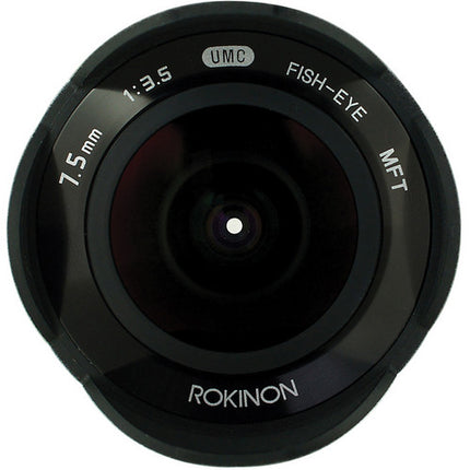 Rokinon 7.5mm f3.5 Objetivo Fisheye Ultra Gran Angular para Micro 43 con Parasol y Estuche