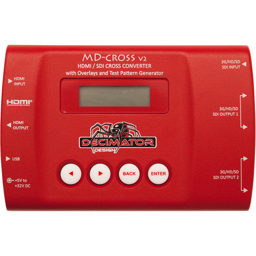 DECIMATOR MD-Cross V2 Convertidor Mini HDMI a SDI con 14 Modos y Generador de Patrones