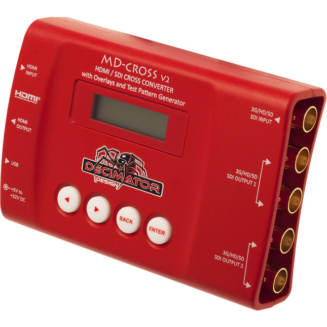 DECIMATOR MD-Cross V2 Convertidor Mini HDMI a SDI con 14 Modos y Generador de Patrones