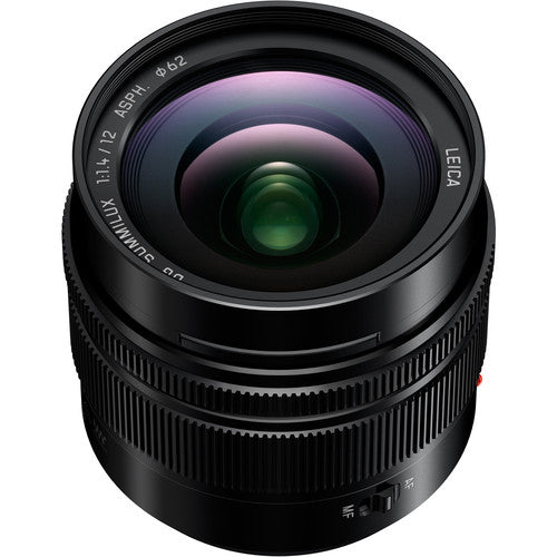 Panasonic Leica DG Summilux 12mm f1.4 ASPH Lente Micro Cuatro Tercios con Parasol Metalico y Bolsa