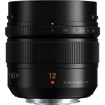 Panasonic Leica DG Summilux 12mm f1.4 ASPH Lente Micro Cuatro Tercios con Parasol Metalico y Bolsa