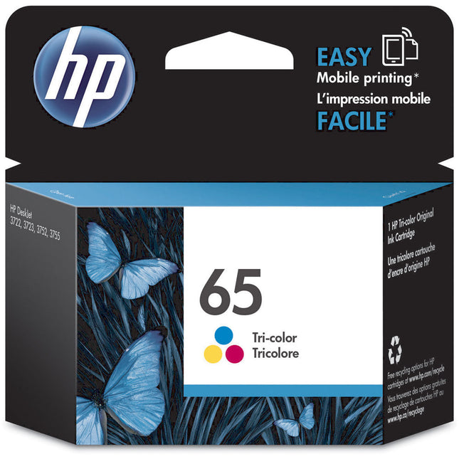 Cartucho de tinta HP 65 Tri-Color para impresoras Deskjet 3700 rendimiento 100 páginas