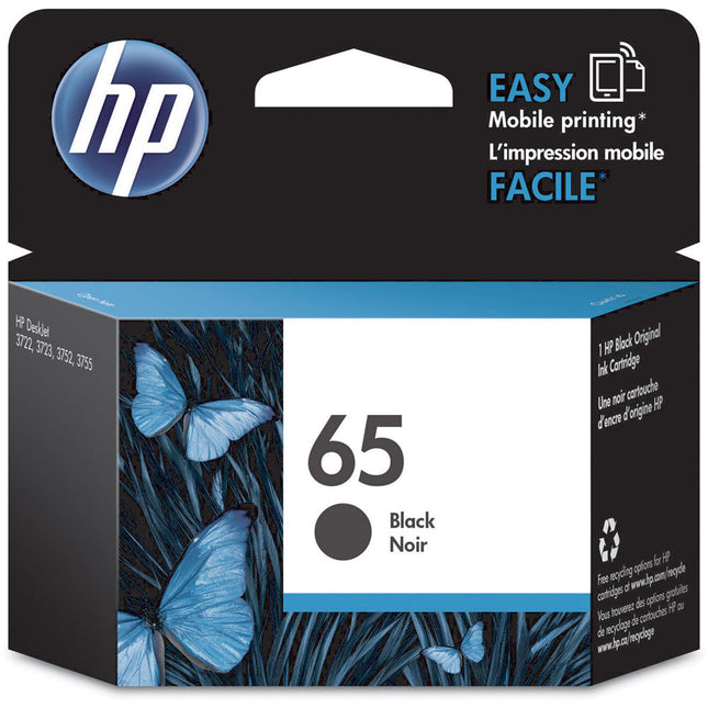 Cartucho de tinta negro HP 65 para impresoras Deskjet 3700 rendimiento 120 páginas