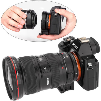 Vello Adaptador de Montura Canon EF EF-S a Sony E Mantiene AF y Estabilización