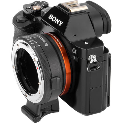 Vello Adaptador Nikon F a Sony E-Mount con Anillo de Apertura y Pie de Trípode