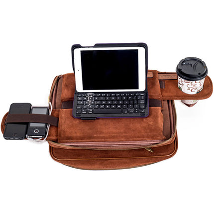 TaboLap Funda Estación de Trabajo para Laptop hasta 13 Pulgadas Piel Gamuza Marrón Saddle