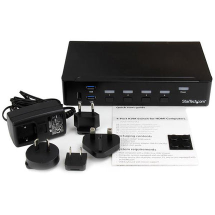 StarTech 4 Puertos USB 3.0 HDMI Switch KVM con Adaptador Universal