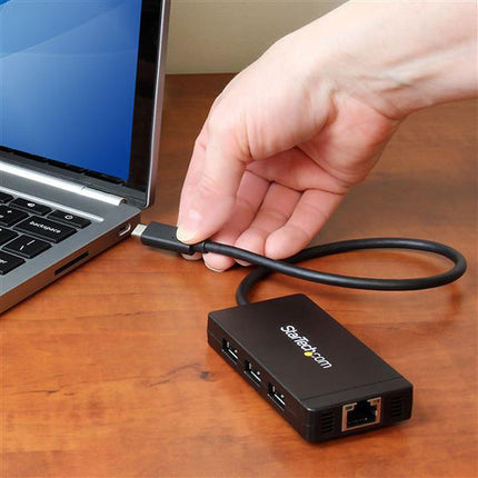 StarTech Hub USB 3.0 3 Puertos con Ethernet Gigabit y Adaptador Universal