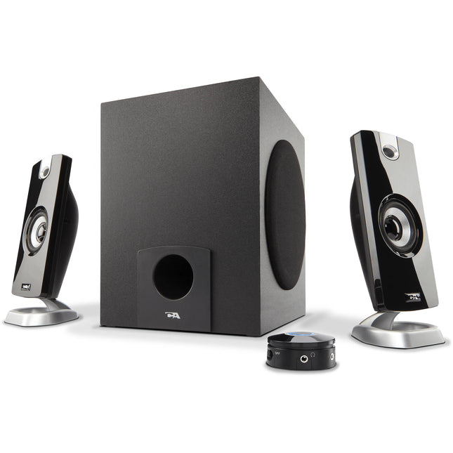 Cyber Acoustics CA-3090 Sistema de altavoces satélite y subwoofer con control de volumen y cable 3.5 mm