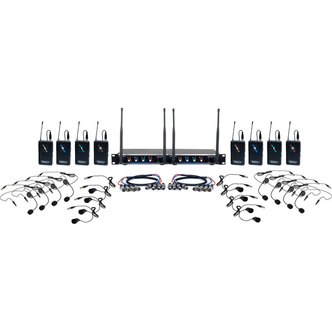 VocoPro Digital-Play-8 Sistema inalámbrico digital 8 canales 900 MHz 24 bits con micrófonos de diadema y solapa