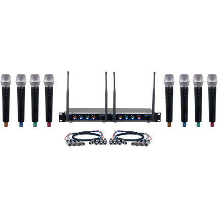VocoPro Acapella-8 Sistema Inalámbrico Digital 24-Bit 900 MHz con 8 Micrófonos Mano