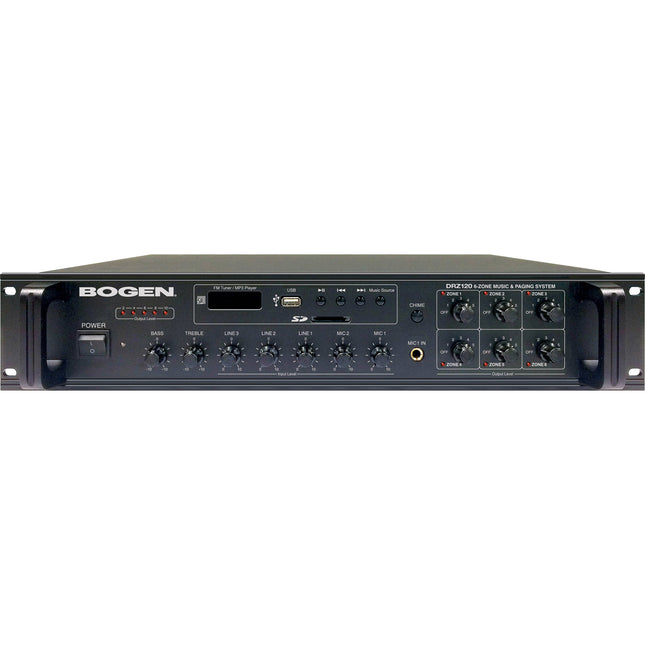 Bogen DRZ120 Sistema de Audio Comercial 6 Zonas 120W 70V Rack