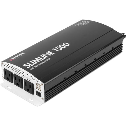 WAGAN SlimLine Inversor de Potencia 1500W 12 VDC a 115 VAC con 3 Salidas AC y 2 Puertos USB