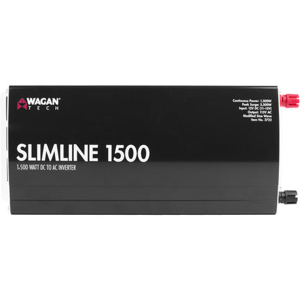 WAGAN SlimLine Inversor de Potencia 1500W 12 VDC a 115 VAC con 3 Salidas AC y 2 Puertos USB
