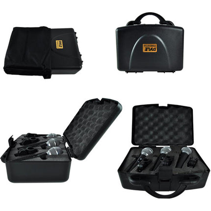 Pyle Pro Kit de 3 Micrófonos Dinámicos con Cables XLR y Estuche
