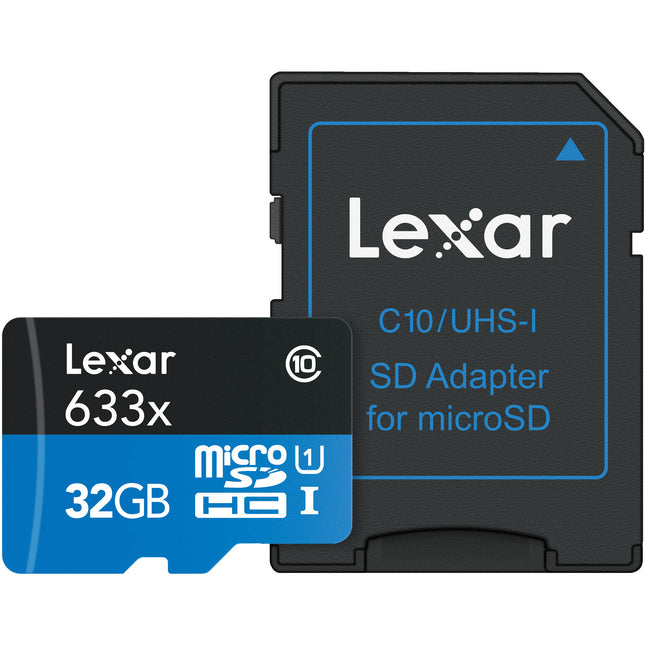 Lexar 32GB microSDHC 633x UHS-I Clase 10 Velocidad 100MB/s Adaptador SD