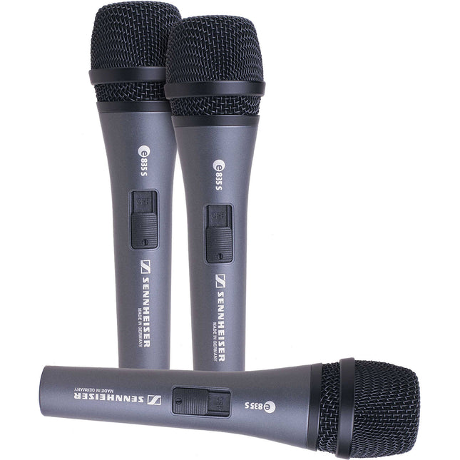 Sennheiser e835-S paquete de 3 micrófonos para voz con funda y pinza