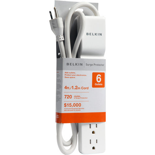 Belkin Protector de Sobretensión para Hogar y Oficina 6 Salidas 700 Julios Cable 3 m Blanco