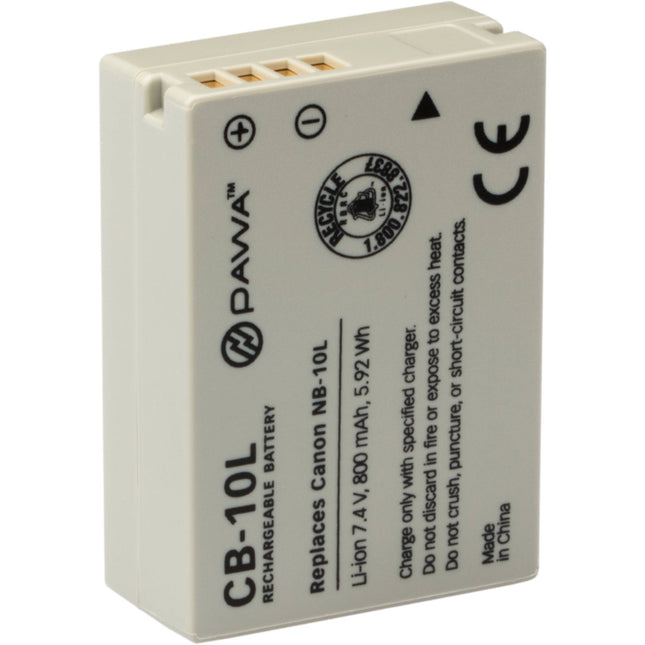 Pawa NB-10L Batería de Litio 7.4V 800mAh para Canon Repuesto
