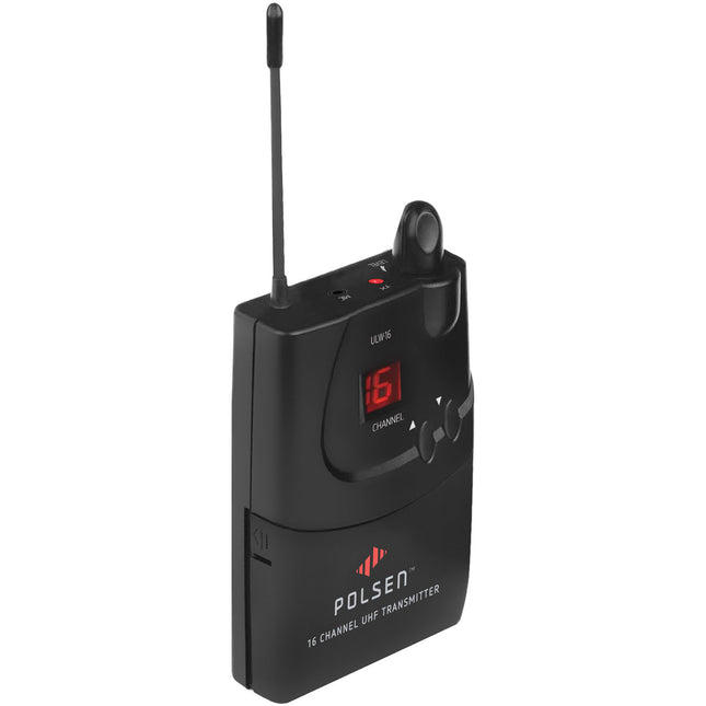 Polsen ULW-16-BT Transmisor Beltpack para Sistema Inalámbrico 16 Canales 8 Horas Autonomía