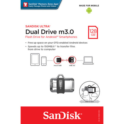 SanDisk Ultra Dual m3.0 128GB Memoria USB 3.0 y micro-USB 150 MB/s