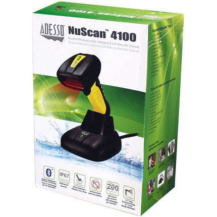 Adesso NuScan 4100B Escáner CCD Bluetooth Antimicrobiano Impermeable 30m alcance 12" distancia de escaneo