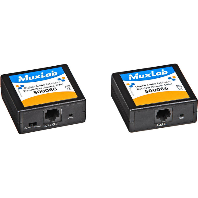 MuxLab 500086 Kit Extensor de Audio Digital hasta 500 pies sobre Cable Cat 5e/6 con Fuente y Cable Óptico