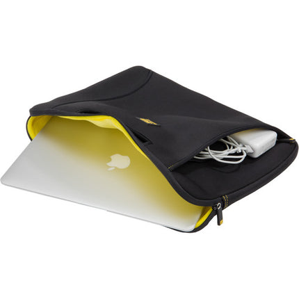 Ruggard Ultrathin Funda de Neopreno para Portátil 15-16" Negra Amarilla Resistente al Clima Con Bolsillos y Mangos
