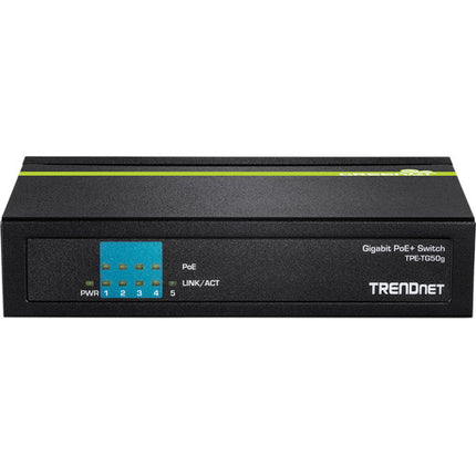 TRENDnet TPE-TG50G Switch PoE+ 5 Puertos Gigabit 10 Gbps 7.44 Mpps