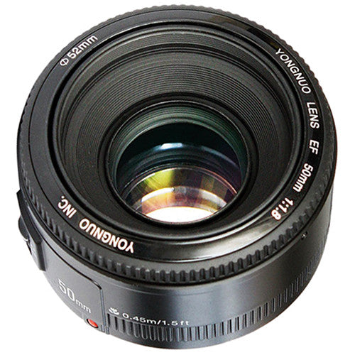 Yongnuo YN 50mm f1.8 Lente para Canon EF Distancia Mínima 1.5' Diámetro 52mm