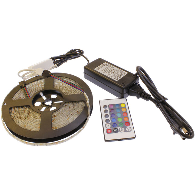 Cavision Tira LED RGB impermeable 5 m con control remoto y fuente 12 V
