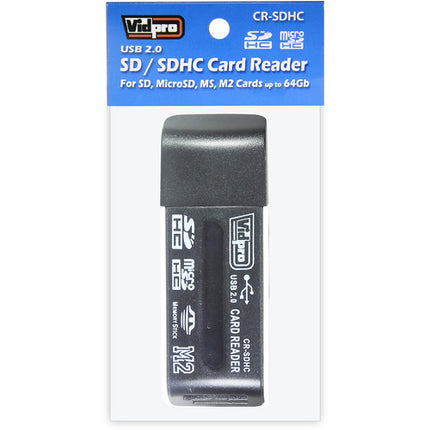 Vidpro 4-in-1 Lector de Tarjetas USB 2.0 Compatible SDHC MicroSDHC con Tapa Protectora