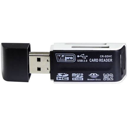 Vidpro 4-in-1 Lector de Tarjetas USB 2.0 Compatible SDHC MicroSDHC con Tapa Protectora
