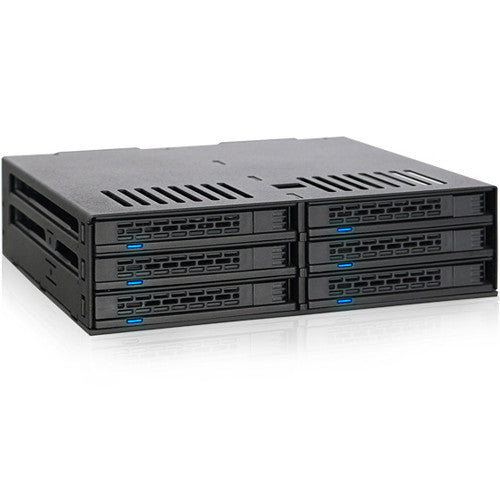 Icy Dock ExpressCage jaula para seis discos 2.5" SAS SATA 6 Gb/s con dos ventiladores 40mm para bahía 5.25"