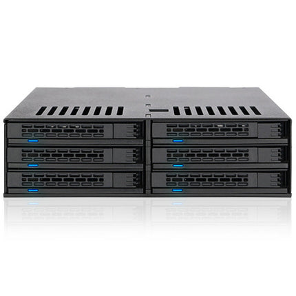 Icy Dock ExpressCage jaula para seis discos 2.5" SAS SATA 6 Gb/s con dos ventiladores 40mm para bahía 5.25"