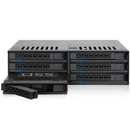 Icy Dock ExpressCage jaula para seis discos 2.5" SAS SATA 6 Gb/s con dos ventiladores 40mm para bahía 5.25"