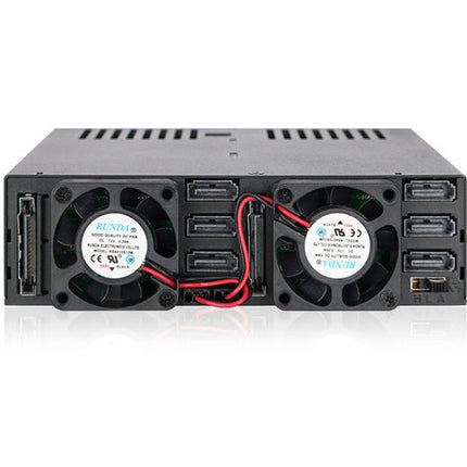 Icy Dock ExpressCage jaula para seis discos 2.5" SAS SATA 6 Gb/s con dos ventiladores 40mm para bahía 5.25"