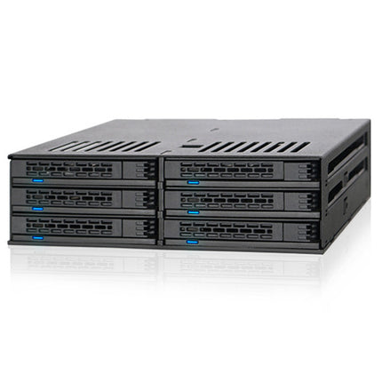 Icy Dock ExpressCage jaula para seis discos 2.5" SAS SATA 6 Gb/s con dos ventiladores 40mm para bahía 5.25"