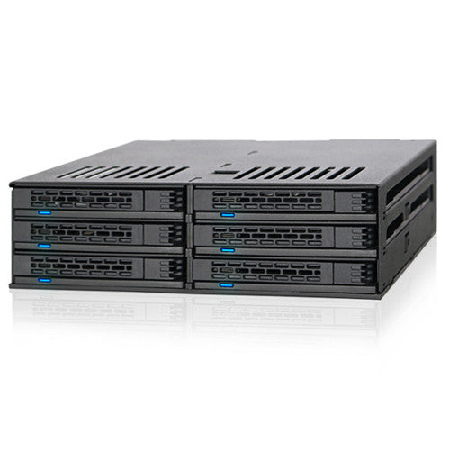Icy Dock ExpressCage jaula para seis discos 2.5" SAS SATA 6 Gb/s con dos ventiladores 40mm para bahía 5.25"