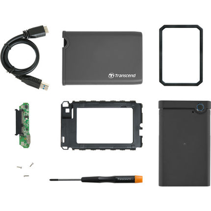 Transcend Kit Carcasa Externa 2.5" SATA a USB 3.0 con Protector y Accesorios